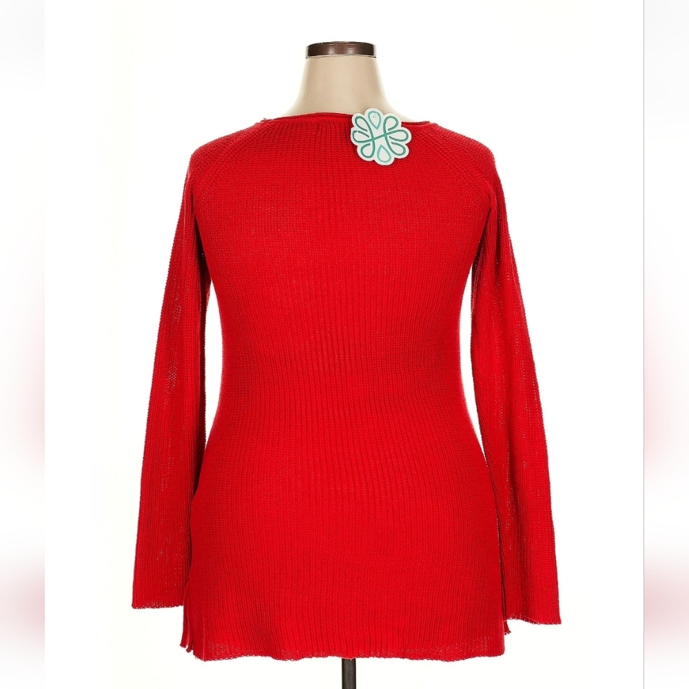 Newbury Kustom Red Ribbed Pullover Sweater Size L NWT - Picture 2 of 8